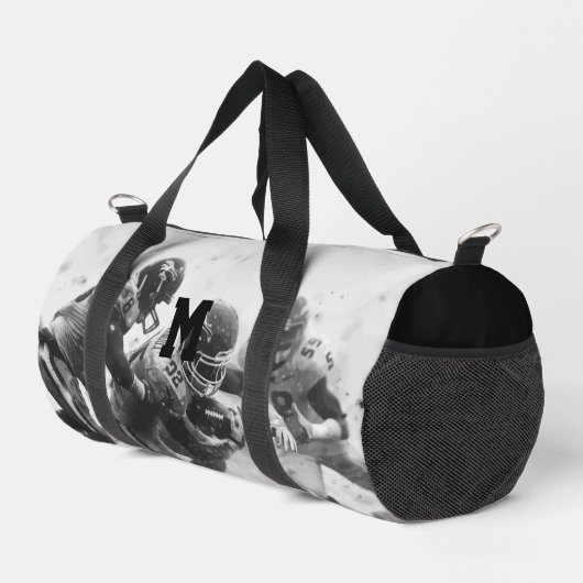 Personalisierte Monogramm, Schwarzweißfussball Duffle Bag (Rechte Ecke)