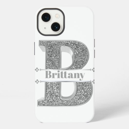 Personalisierte Monogramm Silber Initiale B Ihr Na iPhone Hülle (Rückseite)