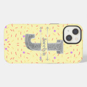 Personalisierte Monogramm Silber Initiale J Ihr Na iPhone Hülle (Rückseite (Horizontal))