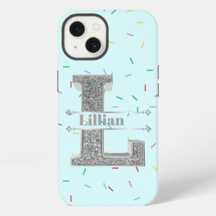 Personalisierte Monogramm Silber Initiale L Ihr Na iPhone 13 Hülle