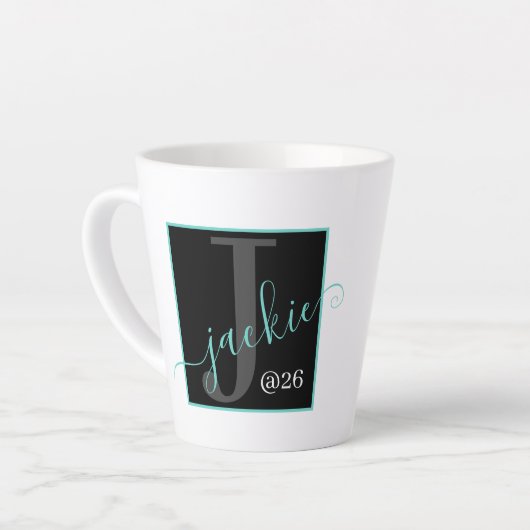 Personalisierte Monogramm-Skriptname Latte-Tasse Milchtasse (Linke Ecke)