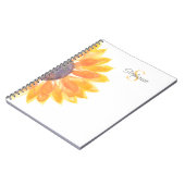 Personalisierte Monogramm-Sonnenblume Notizblock (Linke Seite)