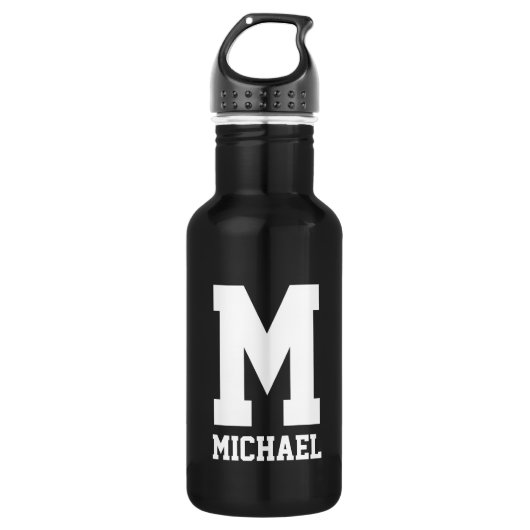 Personalisierte Monogramm-Sportflasche Edelstahlflasche (Vorderseite)