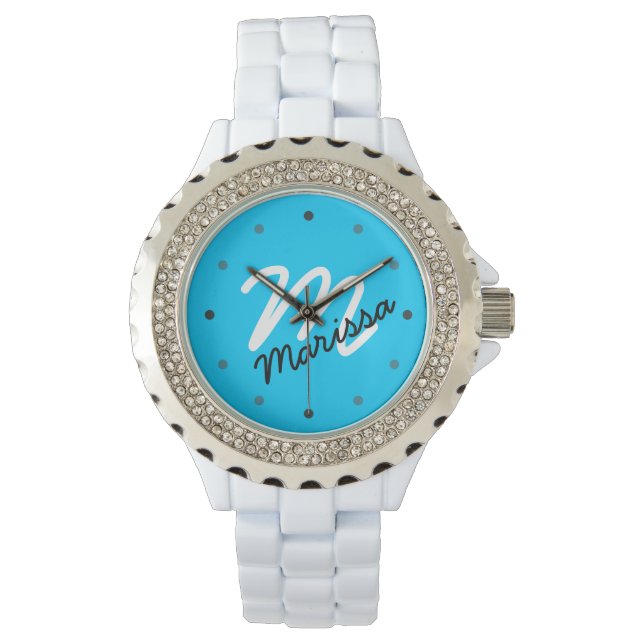 Personalisierte Monogramm-Sporty Armbanduhr (Vorderseite)