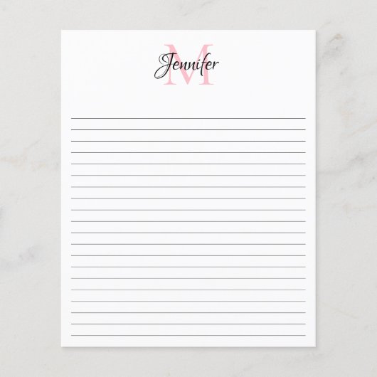 Personalisierte Monogramm-Stationery 4,5" x 5,6" Flyer (Vorne)