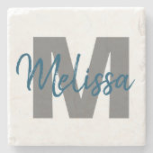 Personalisierte Monogramm Steinuntersetzer (Vorderseite)