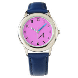 Personalisierte Monogramm Süße Schwarz Rosa Mädche Armbanduhr
