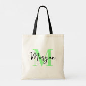 Personalisierte Monogramm-Tasche – Mintgrün und Sc Tragetasche (Rückseite)