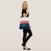 Personalisierte Monogramm-Tasche – Navy Coral Chic Tasche (Am Model)