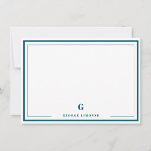 Personalisierte Monogramm-Teal-Rahmen-Korresponden Mitteilungskarte