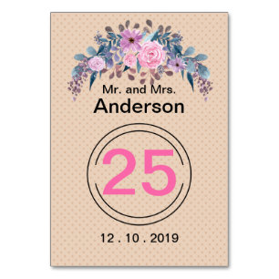 Personalisierte Monogramm Text Aquarell Blume Flor Tischnummer