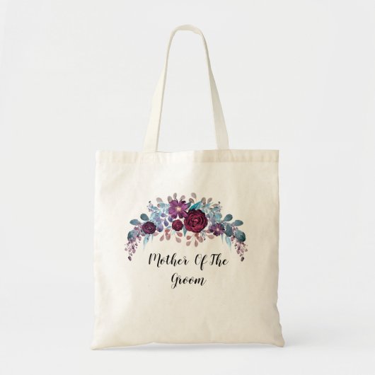 Personalisierte Monogramm Text Aquarell Blume Flor Tragetasche (Vorne)