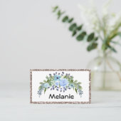 Personalisierte Monogramm Text Aquarell Blume Flor Visitenkarte (Stehend Vorderseite)