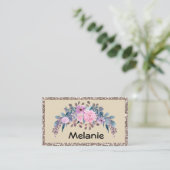 Personalisierte Monogramm Text Aquarell Blume Flor Visitenkarte (Stehend Vorderseite)