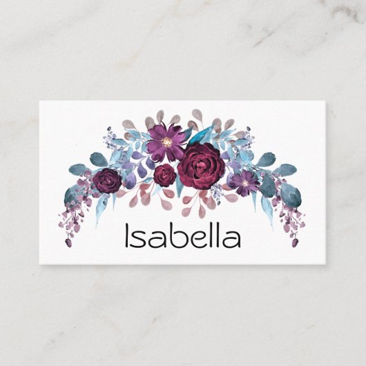 Personalisierte Monogramm Text Aquarell Blume Flor Visitenkarte (Vorderseite)