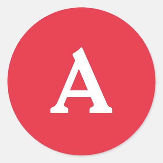 Personalisierte Monogramm-Umschlag Aufkleber rot/w (Vorderseite)