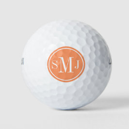 Personalisierte Monogramm- und Atom-Orangenrahmen Golfball