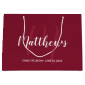 Personalisierte Monogramm und Familienname Burgund Große Geschenktüte (Vorderseite)