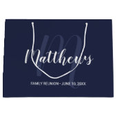 Personalisierte Monogramm und Familienname Navy Bl Große Geschenktüte (Vorderseite)