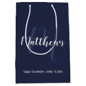 Personalisierte Monogramm und Familienname Navy Bl Mittlere Geschenktüte (Vorderseite)