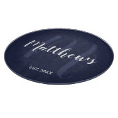 Personalisierte Monogramm und Familienname Navy Bl Schneidebrett (Ecke)
