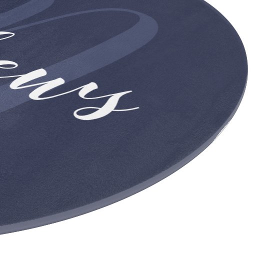Personalisierte Monogramm und Familienname Navy Bl Schneidebrett (Ecke)