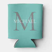 Personalisierte Monogramm und Name Aquamarin Dosenkühler (Vorderseite)