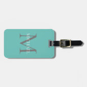 Personalisierte Monogramm und Name Aquamarin Gepäckanhänger (Vorderseite horizontal)