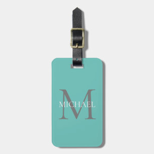 Personalisierte Monogramm und Name Aquamarin Gepäckanhänger