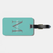 Personalisierte Monogramm und Name Aquamarin Gepäckanhänger (Rückseite horizontal)