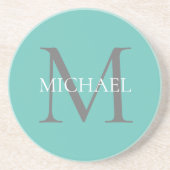 Personalisierte Monogramm und Name Aquamarin Getränkeuntersetzer (Vorne)