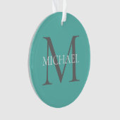 Personalisierte Monogramm und Name Aquamarin Ornament (Vorderseite)