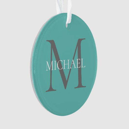 Personalisierte Monogramm und Name Aquamarin Ornament (Vorderseite)