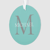Personalisierte Monogramm und Name Aquamarin Ornament (Vorderseite)