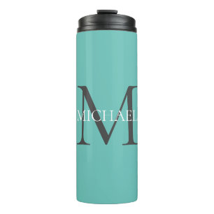 Personalisierte Monogramm und Name Aquamarin Thermosbecher