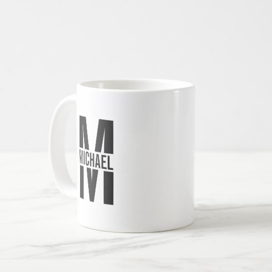 Personalisierte Monogramm und Name Coffee Tasse (Vorderseite Links)