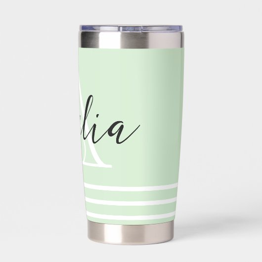 Personalisierte Monogramm und Name der Farbe Thermobecher (Rückseite)