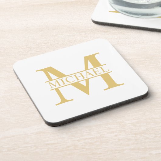 Personalisierte Monogramm und Name Getränkeuntersetzer (Linke Seite)