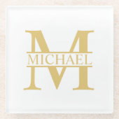 Personalisierte Monogramm und Name Glasuntersetzer (Vorderseite)