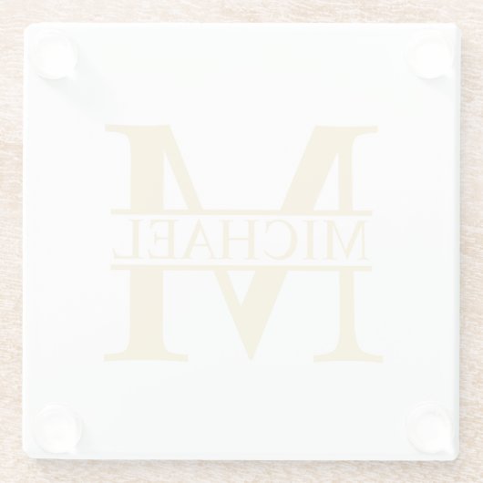 Personalisierte Monogramm und Name Glasuntersetzer (Rückseite)