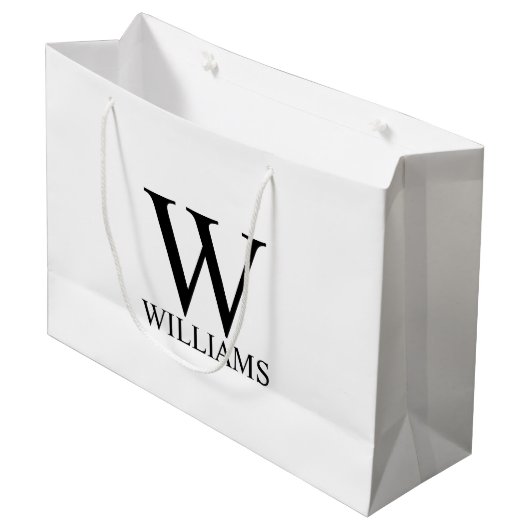 Personalisierte Monogramm und Name große Geschenkt Geschenktüte (Vorderseite Schrägansicht)