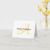 Personalisierte Monogramm und Name-Notecard Karte (Gelbe Blume)