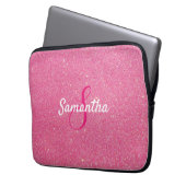 Personalisierte Monogramm und Name Rose Rosa Glitz Laptopschutzhülle (Vorderseite Links)