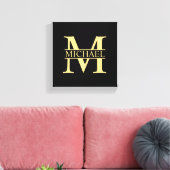 Personalisierte Monogramm und Name Schwarz und Gol Leinwanddruck (Insitu (Wohnzimmer))