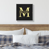Personalisierte Monogramm und Name Schwarz und Gol Leinwanddruck (Insitu (Schlafzimmer))