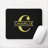 Personalisierte Monogramm und Name Schwarz und Gol Mousepad (Mit Mouse)