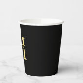 Personalisierte Monogramm und Name Schwarz und Gol Pappbecher (Links)