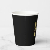 Personalisierte Monogramm und Name Schwarz und Gol Pappbecher (Rechts)