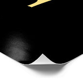 Personalisierte Monogramm und Name Schwarz und Gol Poster (Ecke)