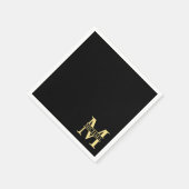 Personalisierte Monogramm und Name Schwarz und Gol Serviette (Ecke)